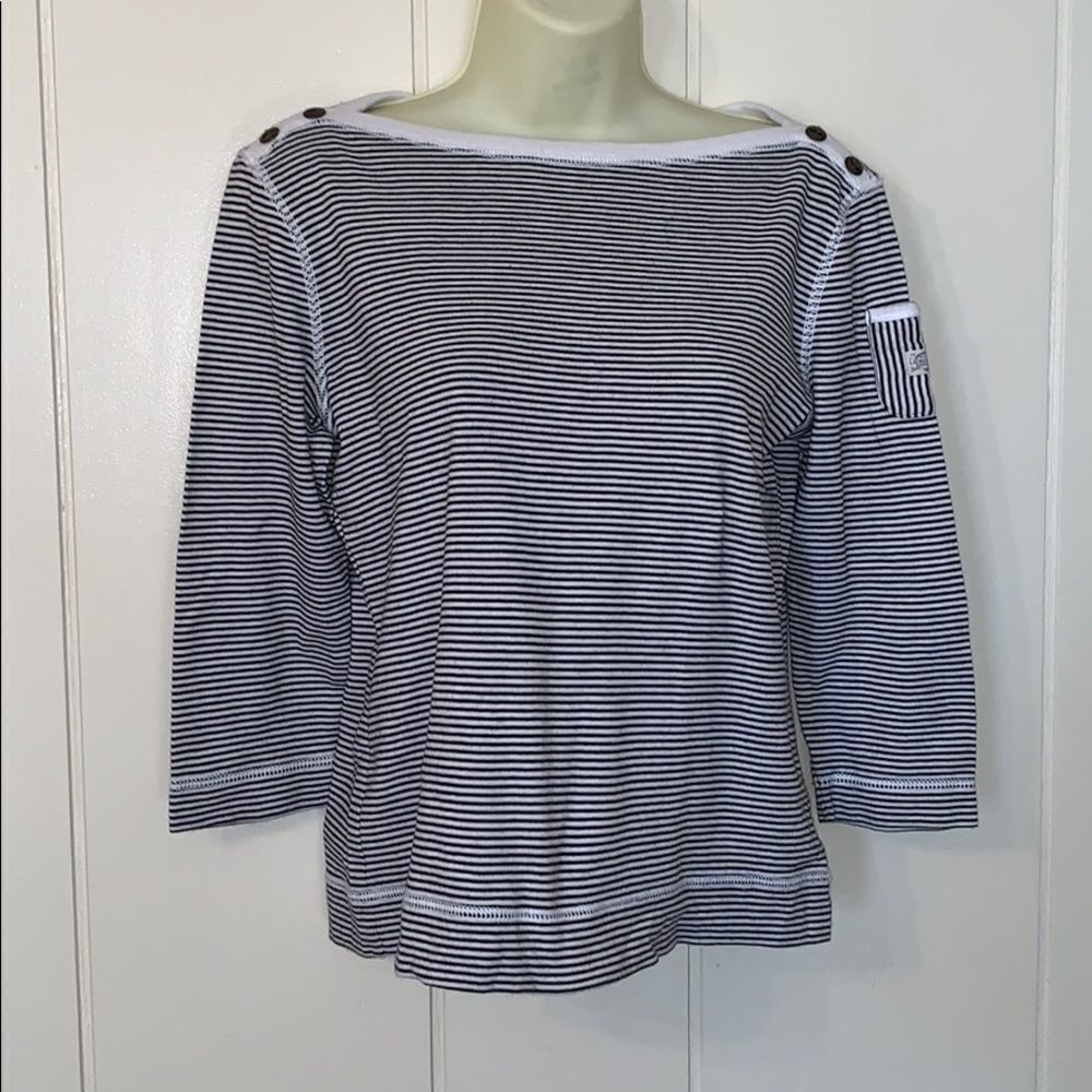 Lauren Jeans Co. black &‎ white striped kni…